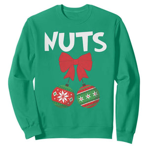 Funny Christmas Couple Sweatshirt Chest Nuts Baubles TS11 Irish Green Print Your Wear