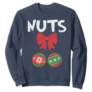 Funny Christmas Couple Sweatshirt Chest Nuts Baubles TS11 Navy Print Your Wear