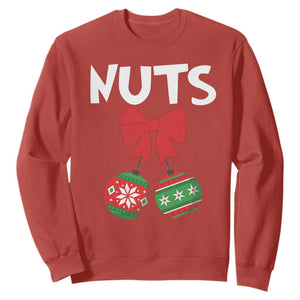 Funny Christmas Couple Sweatshirt Chest Nuts Baubles TS11 Red Print Your Wear