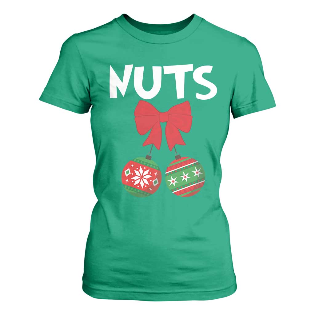 Funny Christmas Couple T Shirt For Women Chest Nuts Baubles TS11 Irish Green Print Your Wear