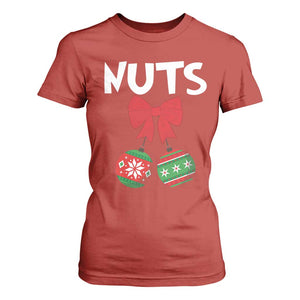 Funny Christmas Couple T Shirt For Women Chest Nuts Baubles TS11 Red Print Your Wear