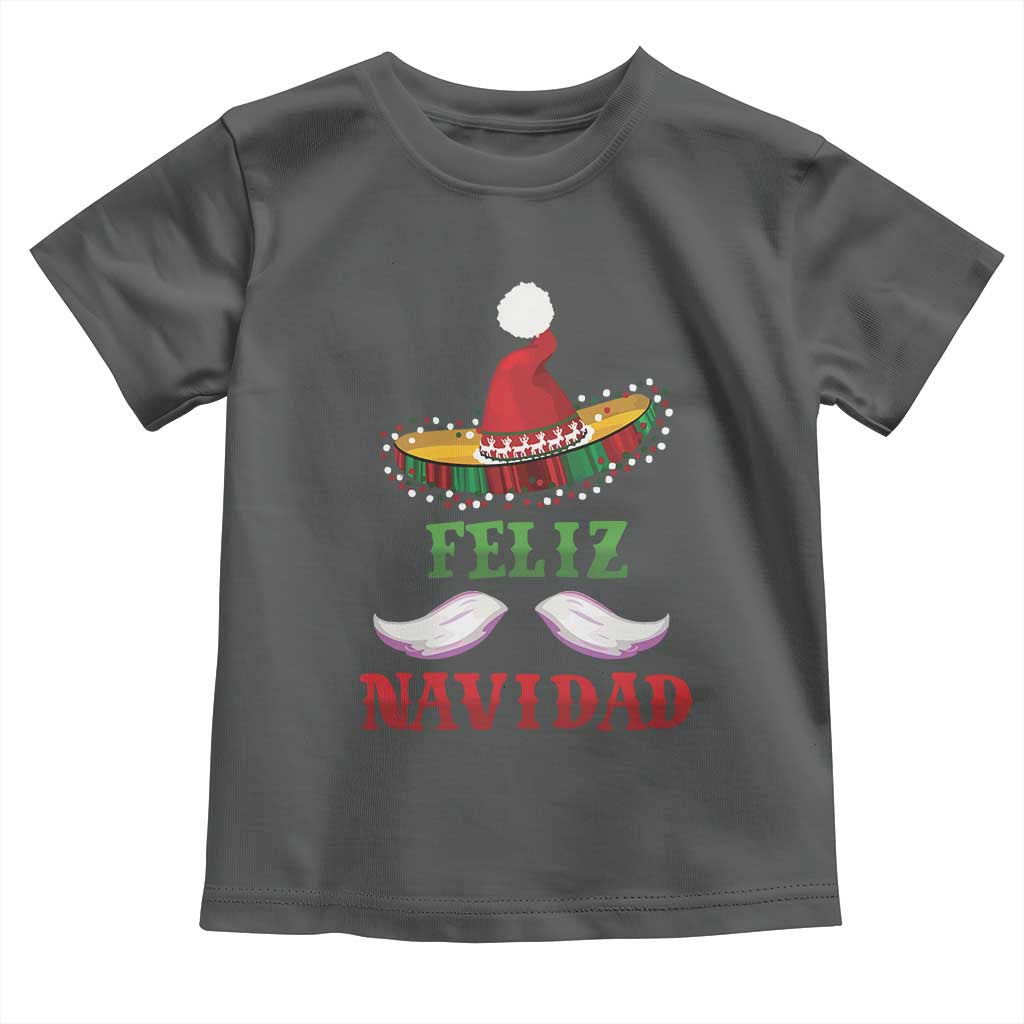 Funny Christmas In Mexico Baby Shirt Feliz Navidad Sombrero Santa Hat TS11 Dark Heather Print Your Wear