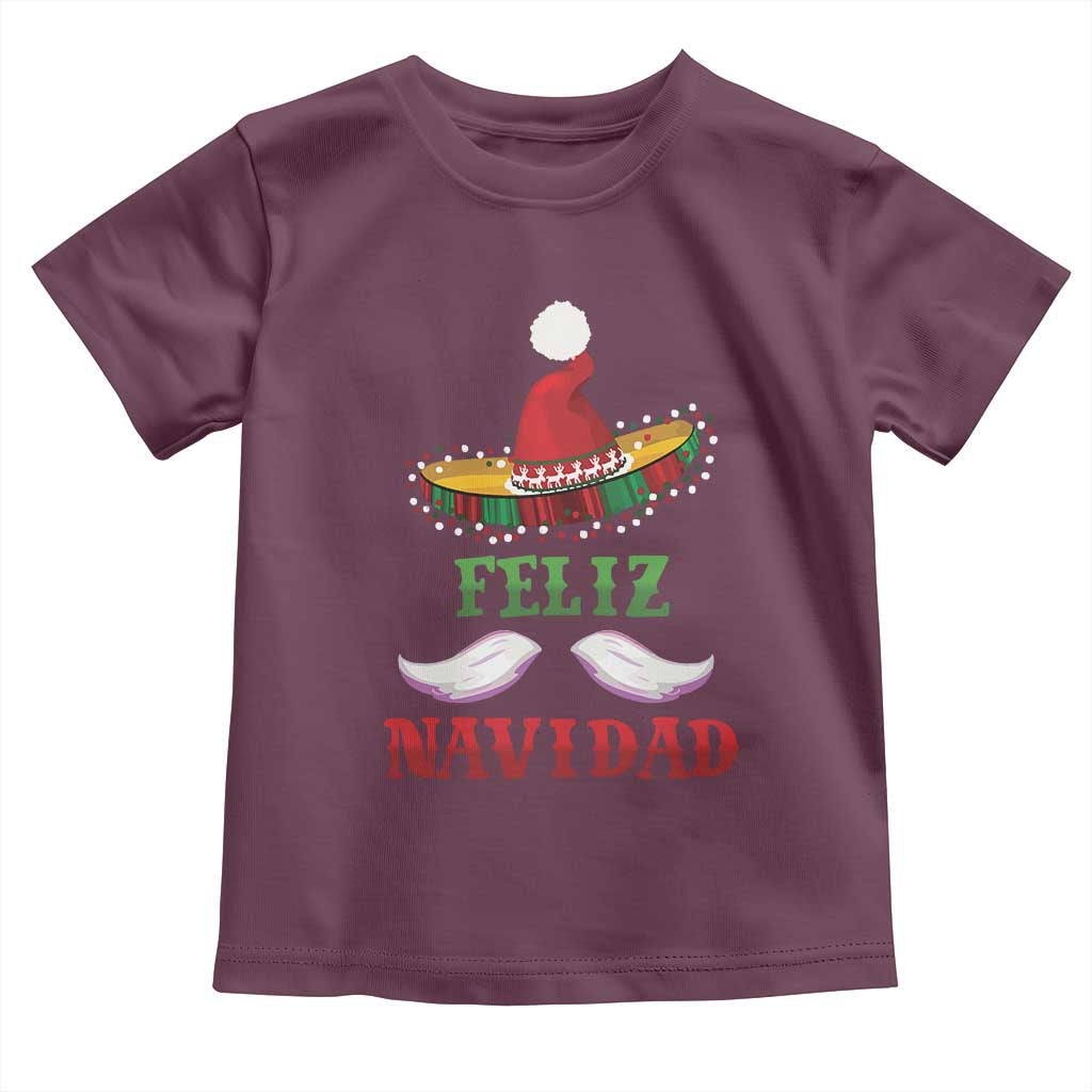 Funny Christmas In Mexico Baby Shirt Feliz Navidad Sombrero Santa Hat TS11 Maroon Print Your Wear