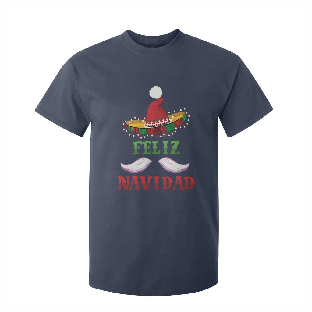 Funny Christmas In Mexico T Shirt For Kid Feliz Navidad Sombrero Santa Hat TS11 Navy Print Your Wear