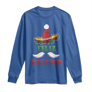 Funny Christmas In Mexico Long Sleeve Shirt Feliz Navidad Sombrero Santa Hat TS11 Royal Blue Print Your Wear