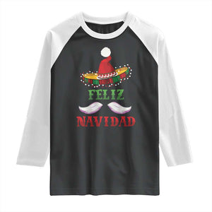 Funny Christmas In Mexico Raglan Shirt Feliz Navidad Sombrero Santa Hat TS11 Black White Print Your Wear