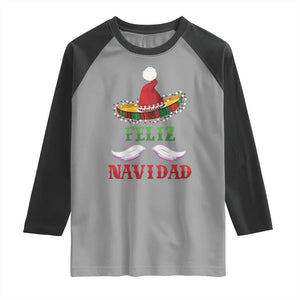 Funny Christmas In Mexico Raglan Shirt Feliz Navidad Sombrero Santa Hat TS11 Sport Gray Black Print Your Wear