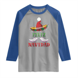 Funny Christmas In Mexico Raglan Shirt Feliz Navidad Sombrero Santa Hat TS11 Sport Gray Royal Print Your Wear
