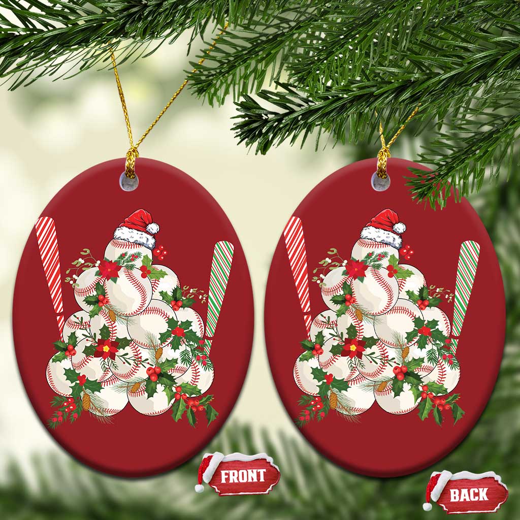 Funny Xmas Baseball Christmas Ornament Santa Sports Balls Snow Xmas Tree TS11 Oval Red Print Your Wear