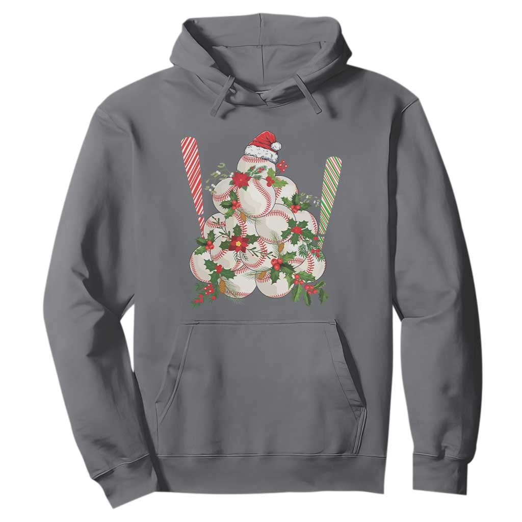 Funny Christmas Baseball Hoodie Santa Sports Balls Snow Xmas Tree TS11 Charcoal Print Your Wear