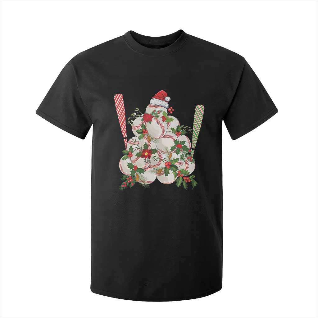 Funny Christmas Baseball T Shirt For Kid Santa Sports Balls Snow Xmas Tree TS11 Black Print Your Wear