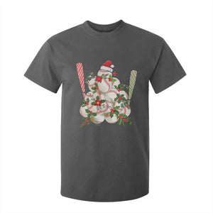 Funny Christmas Baseball T Shirt For Kid Santa Sports Balls Snow Xmas Tree TS11 Dark Heather Print Your Wear