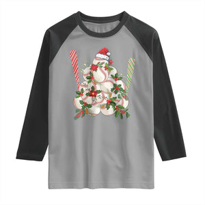 Funny Christmas Baseball Raglan Shirt Santa Sports Balls Snow Xmas Tree TS11 Sport Gray Black Print Your Wear