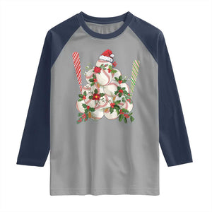 Funny Christmas Baseball Raglan Shirt Santa Sports Balls Snow Xmas Tree TS11 Sport Gray Navy Print Your Wear