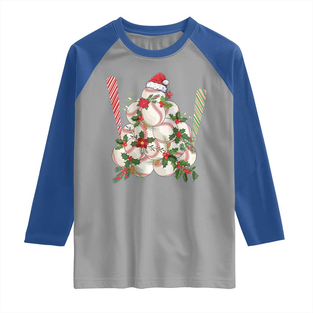 Funny Christmas Baseball Raglan Shirt Santa Sports Balls Snow Xmas Tree TS11 Sport Gray Royal Print Your Wear