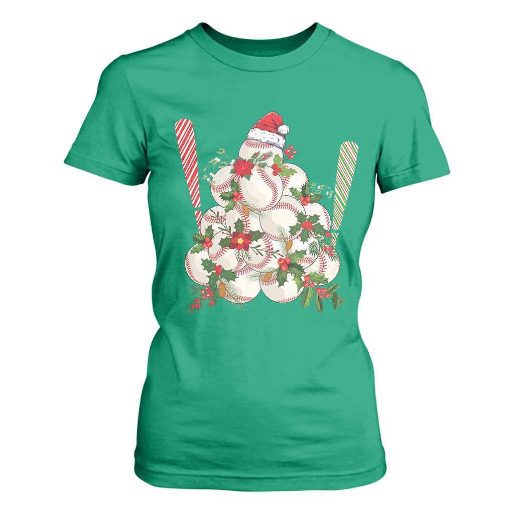 Funny Christmas Baseball T Shirt For Women Santa Sports Balls Snow Xmas Tree TS11 Irish Green Print Your Wear