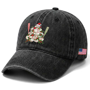Funny Christmas Baseball Washed Cotton Baseball Cap Santa Sports Balls Snow Xmas Tree TS11 Print Your Wear