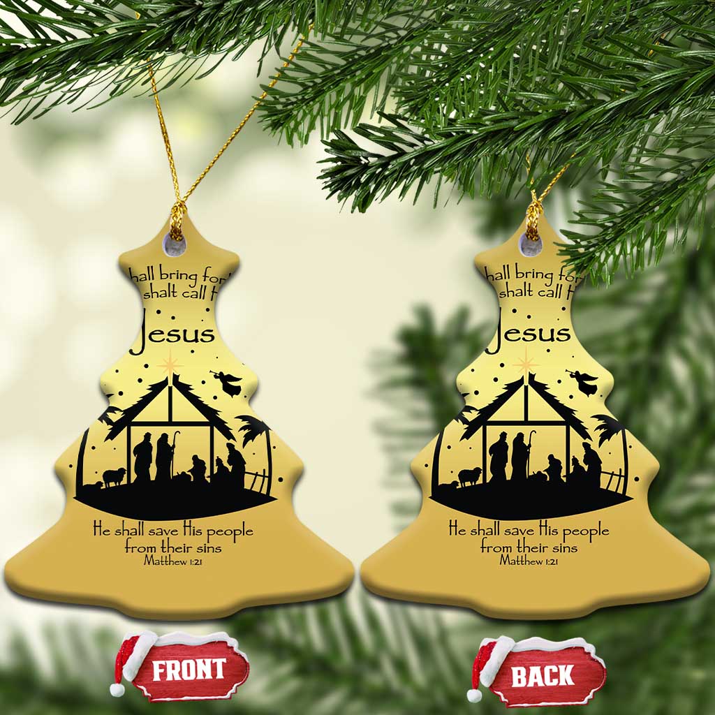 Christian Xmas Christmas Ornament And She Shall Bring Forth A Son And Thou Shalt Call His Name Jesus TS11 Christmas Tree Gold Print Your Wear