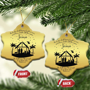 Christian Xmas Christmas Ornament And She Shall Bring Forth A Son And Thou Shalt Call His Name Jesus TS11 Snow Flake Gold Print Your Wear
