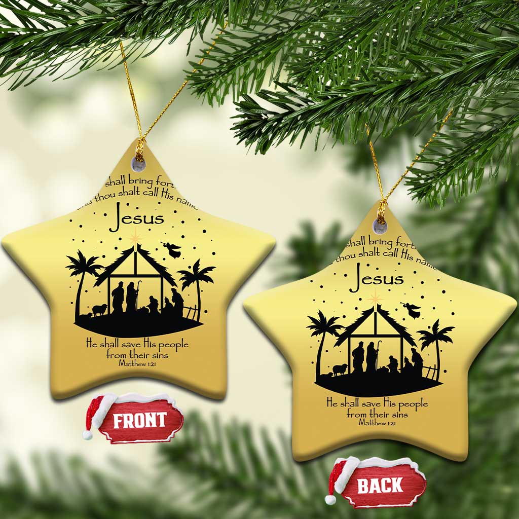 Christian Xmas Christmas Ornament And She Shall Bring Forth A Son And Thou Shalt Call His Name Jesus TS11 Star Gold Print Your Wear