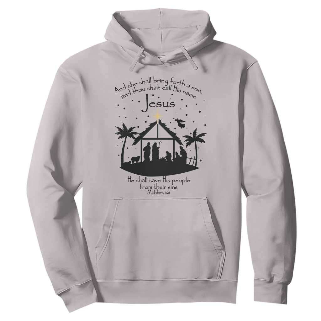 Christian Christmas Hoodie And She Shall Bring Forth A Son And Thou Shalt Call His Name Jesus TS11 Ice Gray Print Your Wear