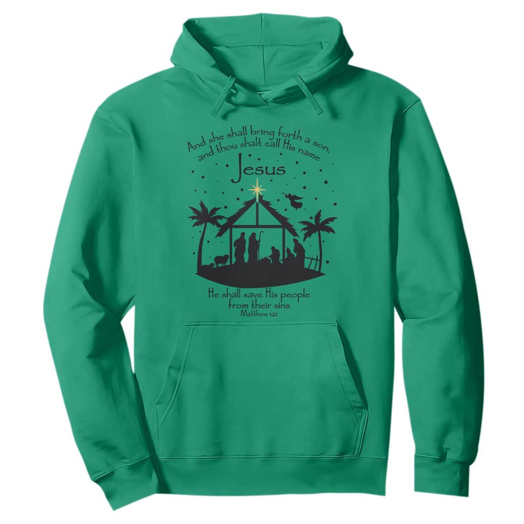 Christian Christmas Hoodie And She Shall Bring Forth A Son And Thou Shalt Call His Name Jesus TS11 Irish Green Print Your Wear