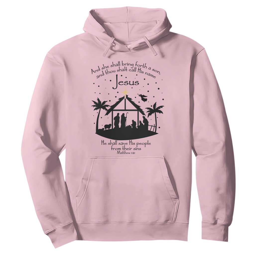 Christian Christmas Hoodie And She Shall Bring Forth A Son And Thou Shalt Call His Name Jesus TS11 Light Pink Print Your Wear