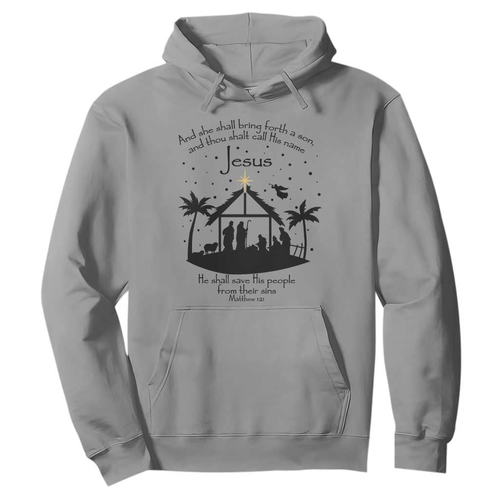 Christian Christmas Hoodie And She Shall Bring Forth A Son And Thou Shalt Call His Name Jesus TS11 Sport Gray Print Your Wear