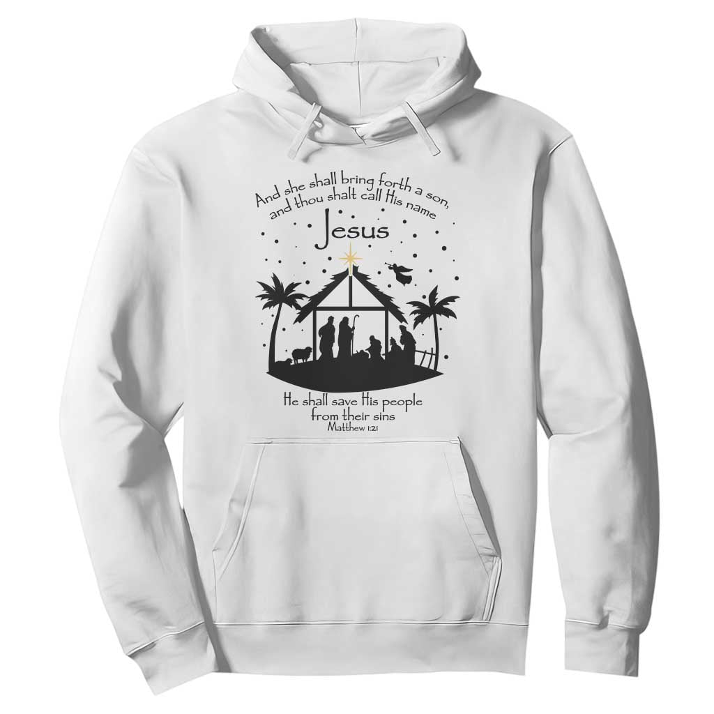 Christian Christmas Hoodie And She Shall Bring Forth A Son And Thou Shalt Call His Name Jesus TS11 White Print Your Wear