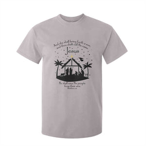 Christian Christmas T Shirt For Kid And She Shall Bring Forth A Son And Thou Shalt Call His Name Jesus TS11 Ice Gray Print Your Wear