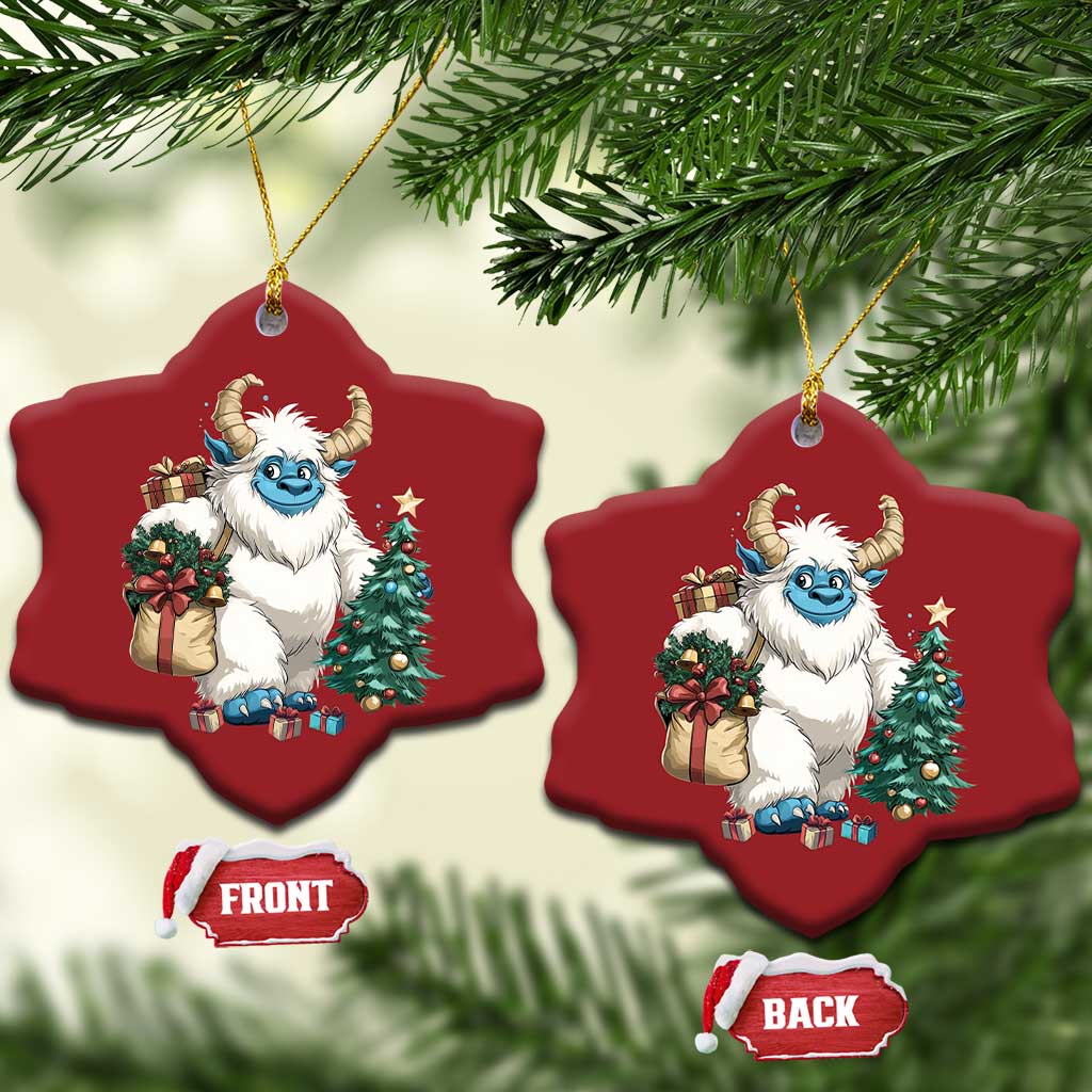 Funny Yule Yeti Christmas Ornament Christmas Mythical Creature Winter Solstice TS11 Snow Flake Red Print Your Wear