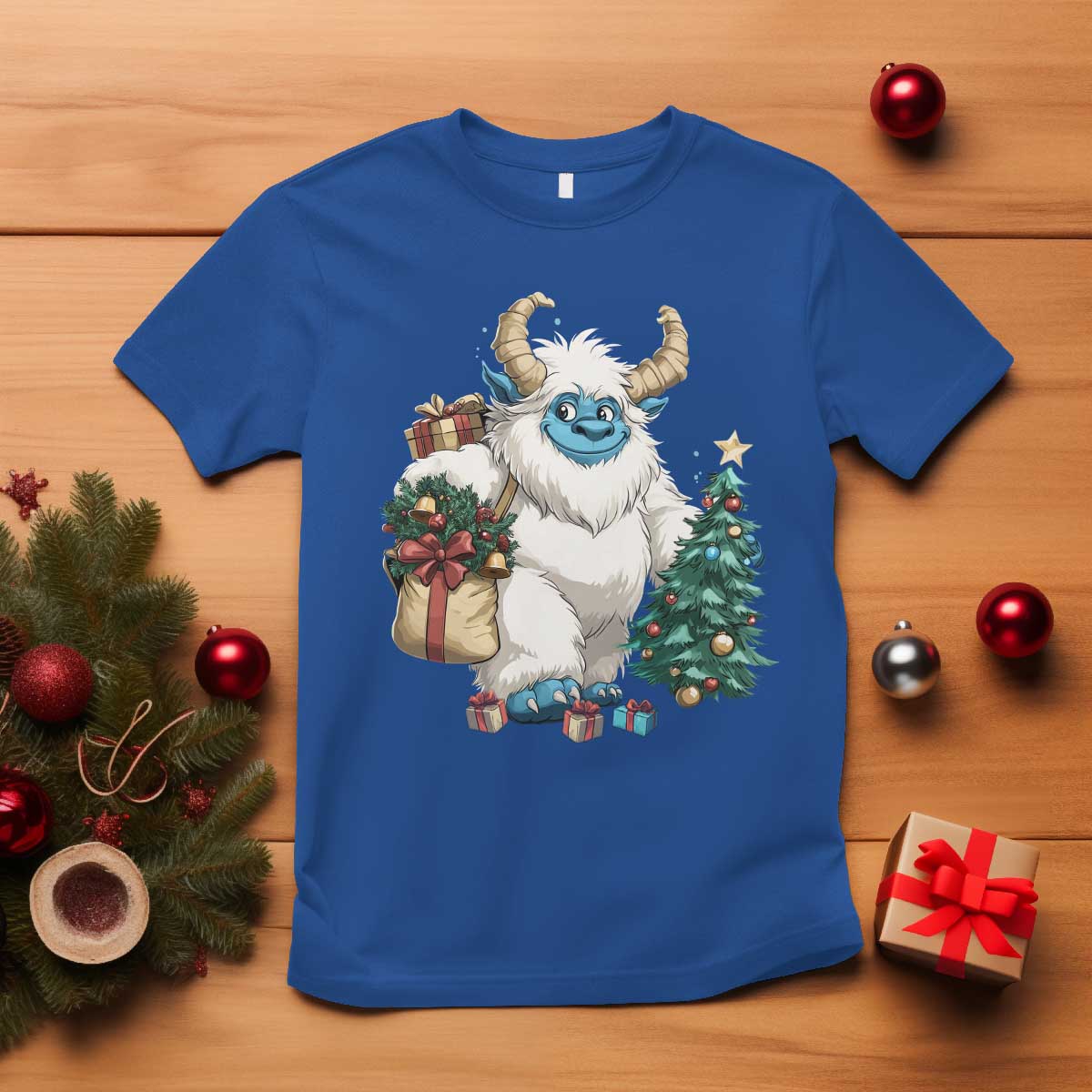Funny Yule Yeti T Shirt Christmas Mythical Creature Winter Solstice TS11 Royal Blue Print Your Wear