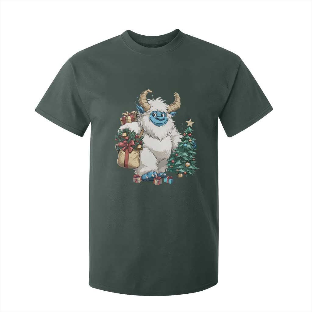 Funny Yule Yeti T Shirt For Kid Christmas Mythical Creature Winter Solstice TS11 Dark Forest Green Print Your Wear