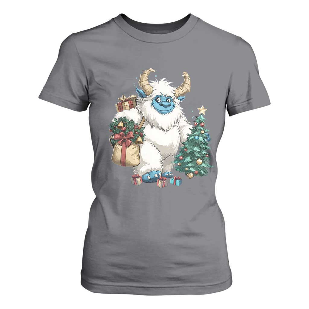 Funny Yule Yeti T Shirt For Women Christmas Mythical Creature Winter Solstice TS11 Charcoal Print Your Wear