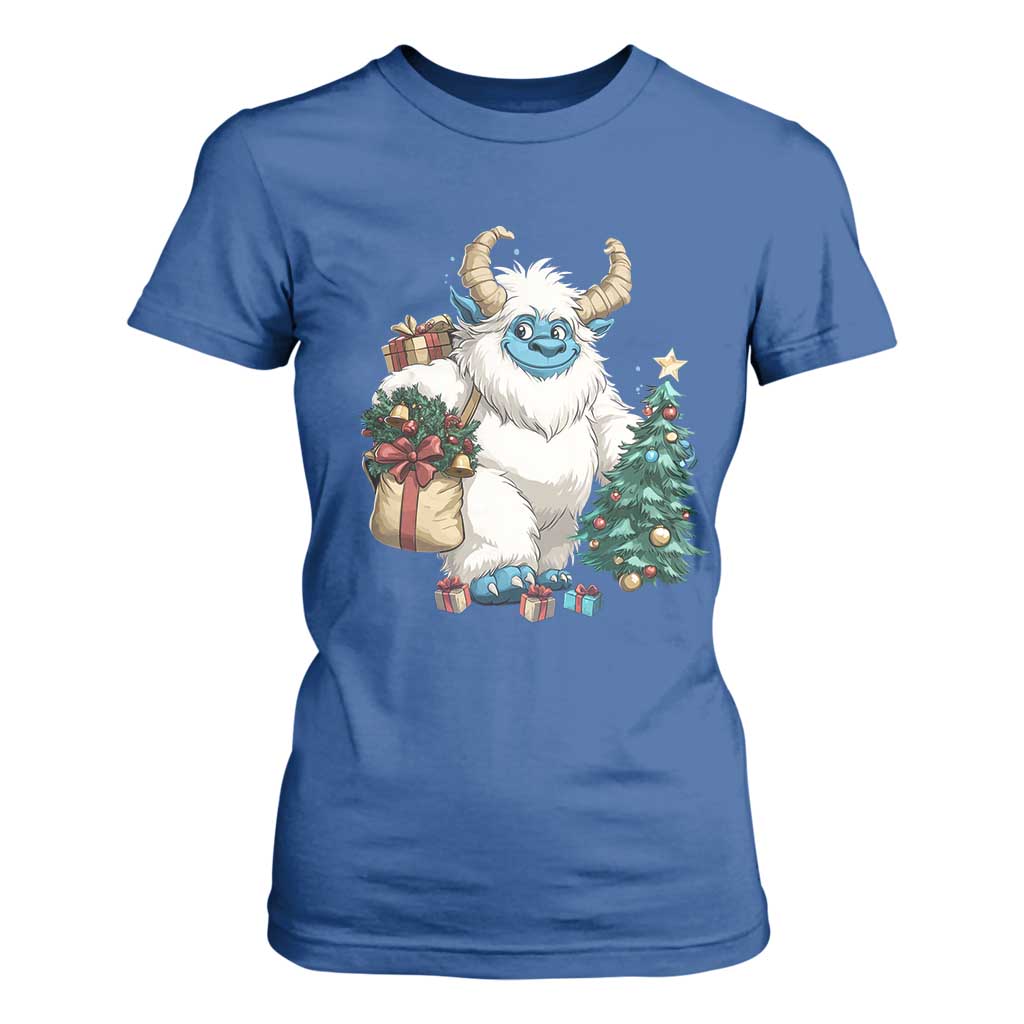 Funny Yule Yeti T Shirt For Women Christmas Mythical Creature Winter Solstice TS11 Royal Blue Print Your Wear