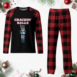 Funny Nutcracker Baseball Plaid Pajama Set Crackin' Balls Baseball Players TS11 Buffalo Plaid Print Your Wear