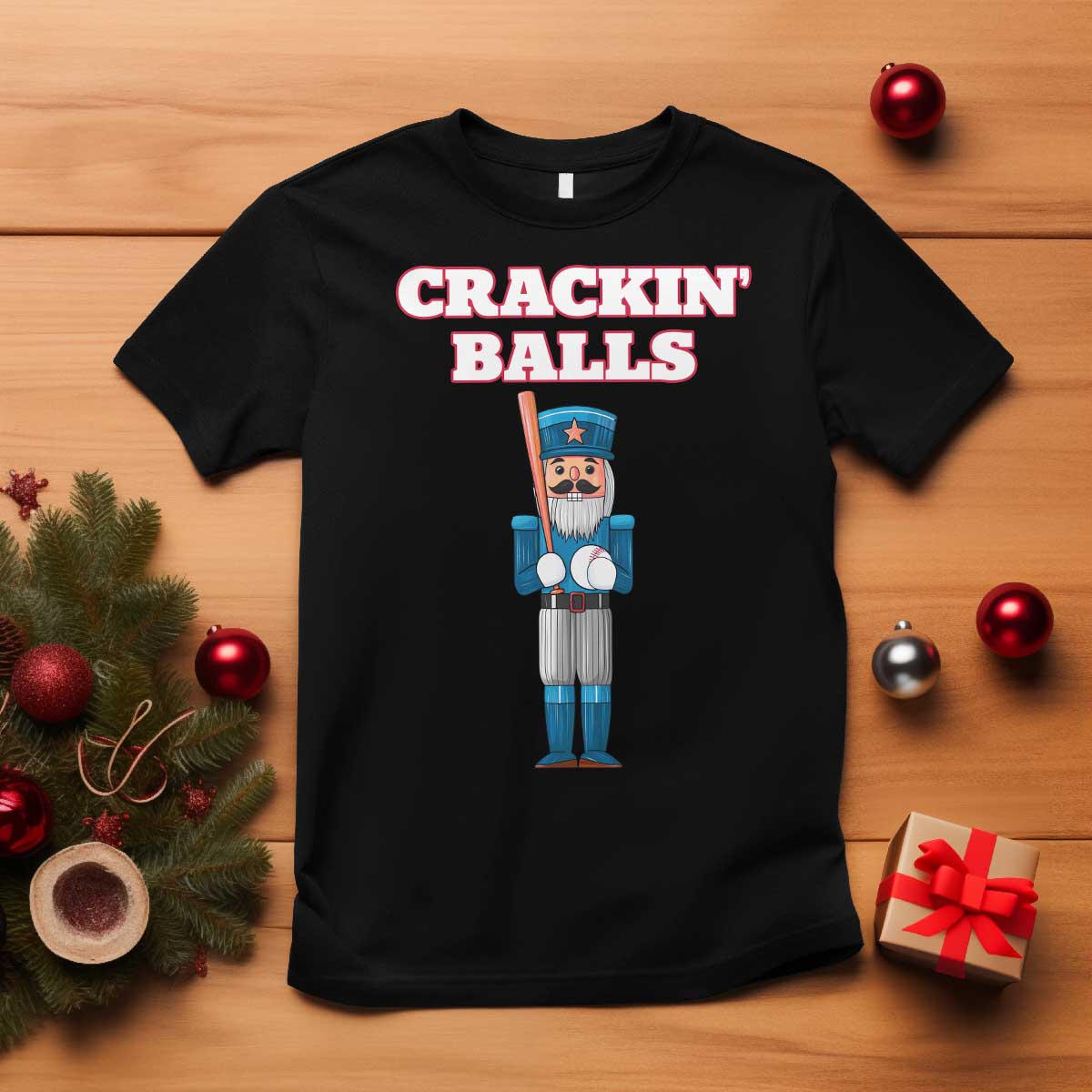 Funny Nutcracker Baseball T Shirt Crackin' Balls Baseball Players TS11 Black Print Your Wear
