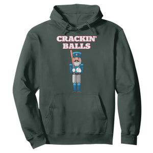 Funny Nutcracker Baseball Hoodie Crackin' Balls Baseball Players TS11 Dark Forest Green Print Your Wear