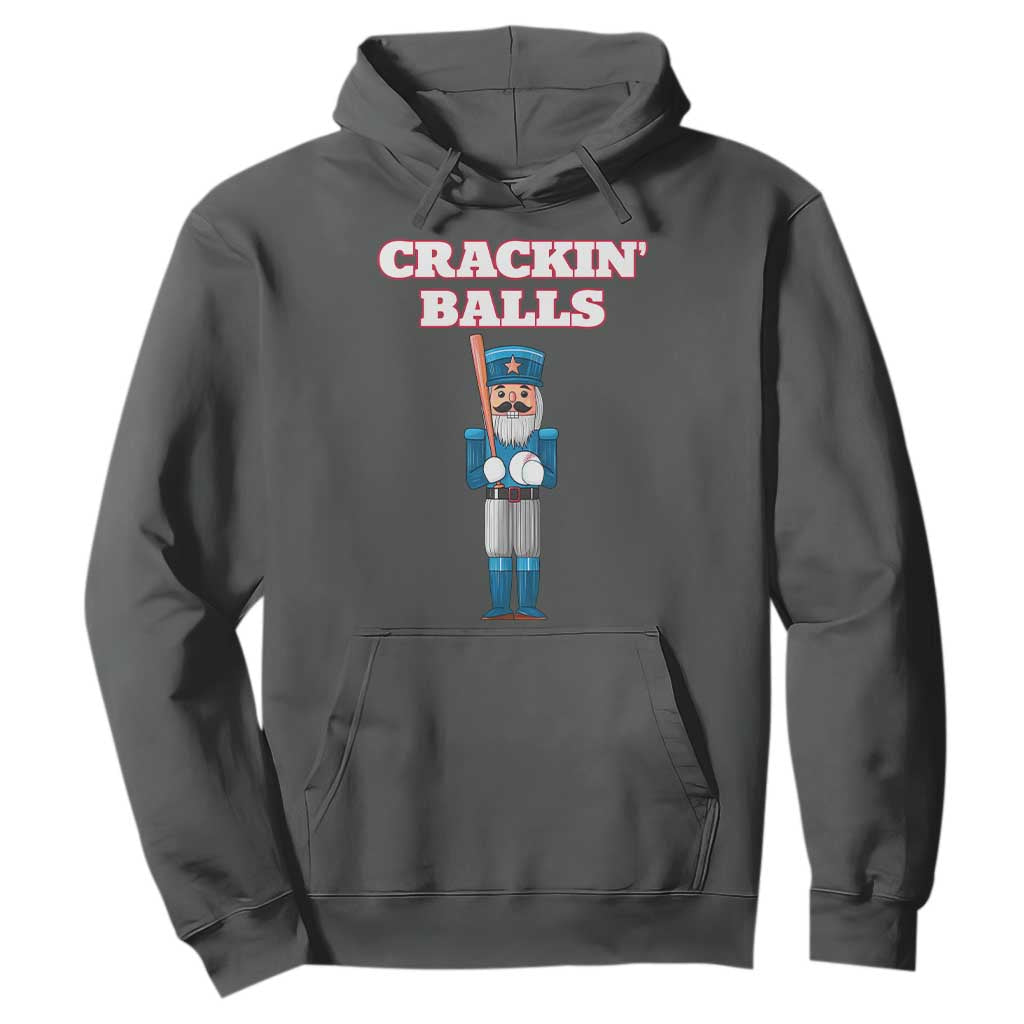 Funny Nutcracker Baseball Hoodie Crackin' Balls Baseball Players TS11 Dark Heather Print Your Wear