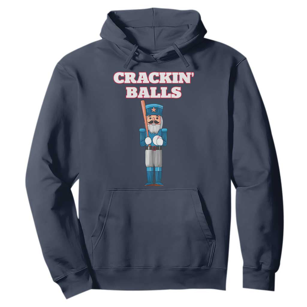 Funny Nutcracker Baseball Hoodie Crackin' Balls Baseball Players TS11 Navy Print Your Wear