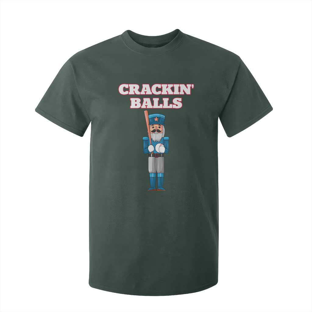 Funny Nutcracker Baseball T Shirt For Kid Crackin' Balls Baseball Players TS11 Dark Forest Green Print Your Wear