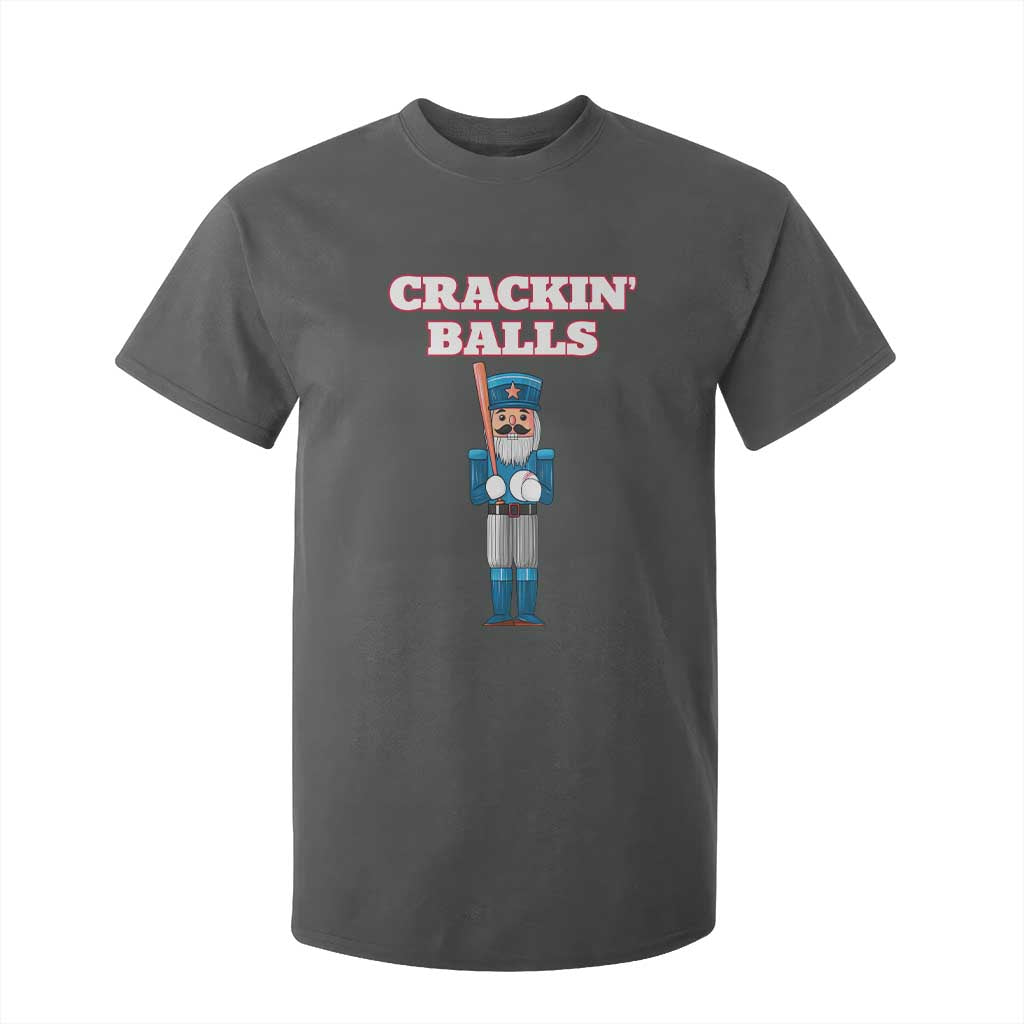 Funny Nutcracker Baseball T Shirt For Kid Crackin' Balls Baseball Players TS11 Dark Heather Print Your Wear
