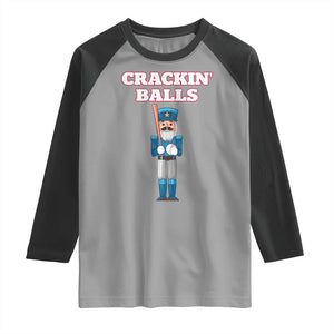 Funny Nutcracker Baseball Raglan Shirt Crackin' Balls Baseball Players TS11 Sport Gray Black Print Your Wear