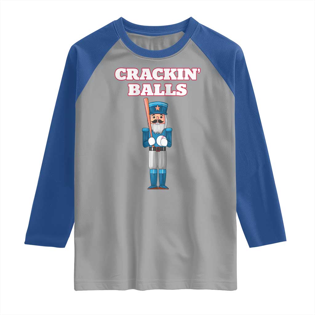 Funny Nutcracker Baseball Raglan Shirt Crackin' Balls Baseball Players TS11 Sport Gray Royal Print Your Wear