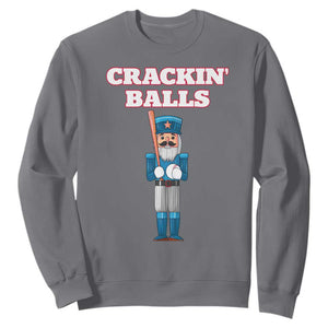 Funny Nutcracker Baseball Sweatshirt Crackin' Balls Baseball Players TS11 Charcoal Print Your Wear