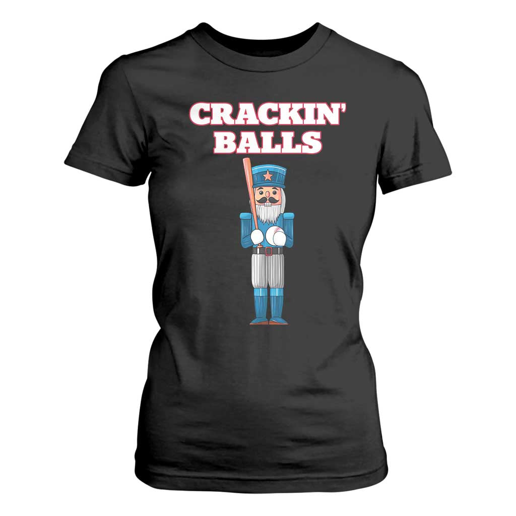 Funny Nutcracker Baseball T Shirt For Women Crackin' Balls Baseball Players TS11 Black Print Your Wear