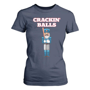 Funny Nutcracker Baseball T Shirt For Women Crackin' Balls Baseball Players TS11 Navy Print Your Wear