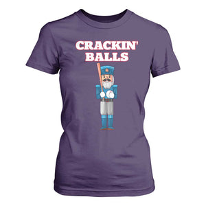 Funny Nutcracker Baseball T Shirt For Women Crackin' Balls Baseball Players TS11 Purple Print Your Wear