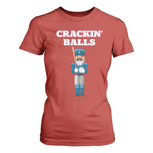 Funny Nutcracker Baseball T Shirt For Women Crackin' Balls Baseball Players TS11 Red Print Your Wear