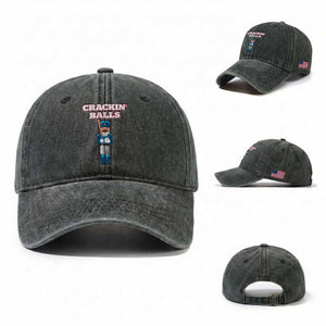 Funny Nutcracker Baseball Washed Cotton Baseball Cap Crackin' Balls Baseball Players TS11 Washed Cap Universal Fit Dark Green Print Your Wear